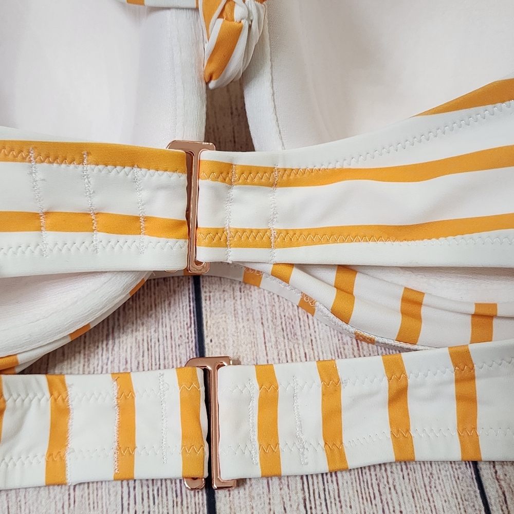 Shade & Shore Yellow and White Striped Bandeau Bikini - Picture 6 of 10